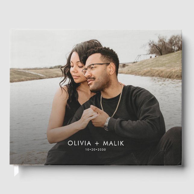 Einfache moderne, Lässige Foto Hochzeit Gästebuch (Vorderseite)