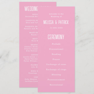Einfache moderne leichte elegante Hochzeit in Rosa Programm
