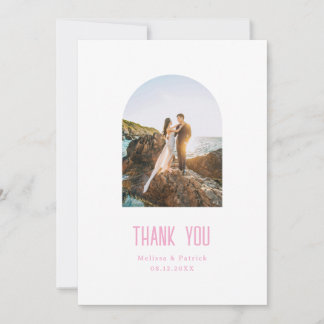 Einfache moderne leichte elegante rosa Hochzeit Dankeskarte