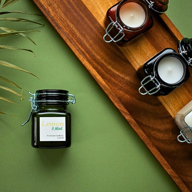 Einfache moderne Lemon & Mint Candle Quadratischer Aufkleber (Modern Lemon &Mint Candle Square Stickers)
