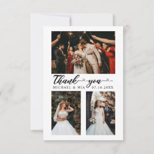 Einfache moderne Liebe Foto 4 Hochzeit Dankeskarte