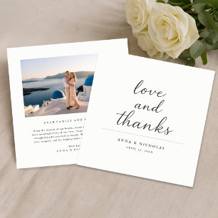 Einfache moderne Liebe und Dank Foto-Hochzeit Quad Dankeskarte