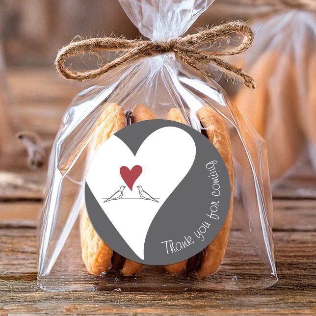 Einfache moderne Liebesvögel und Rotes Herz Vielen Runder Aufkleber (Von Creator hochgeladen)