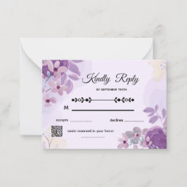 Einfache moderne lila Blumen-Hochzeits-RSVP-Karte Mitteilungskarte