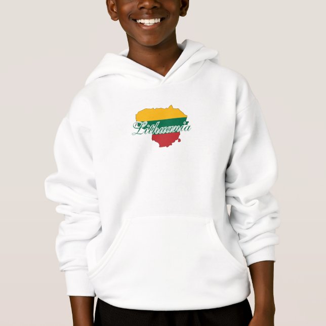 Einfache moderne litauische Landkarte Flag Hoodie (Vorderseite)