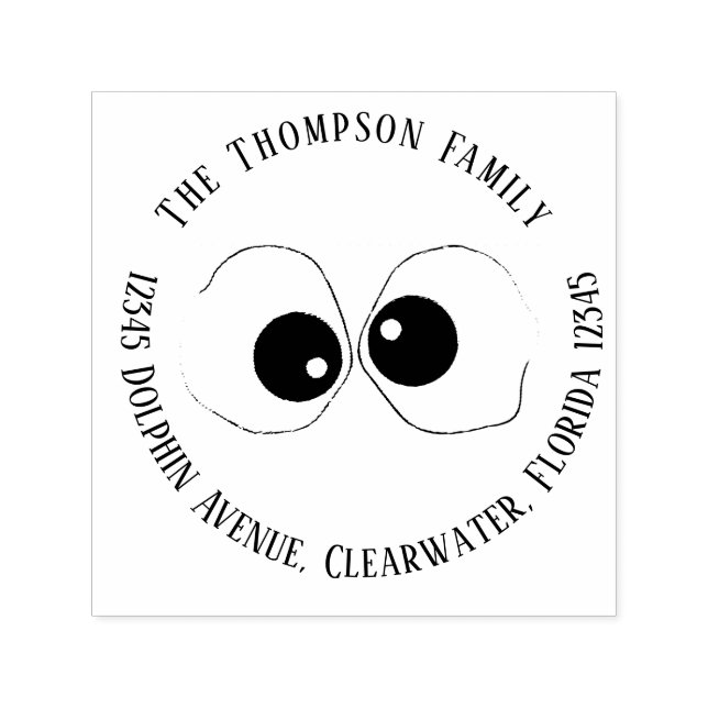 Einfache moderne, lustige Goofy Eyes Whimsical Permastempel (Design)