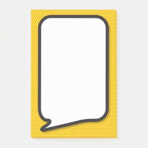 Einfache moderne lustige Sprechblase aus einem Com Post-it Klebezettel