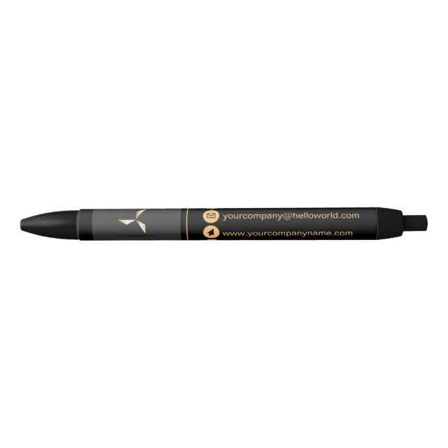 Einfache moderne Luxus-Black & Gold-Logo Kugelschreiber (Vorderseite)