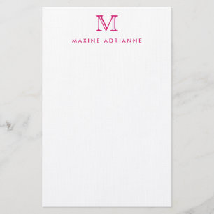 Einfache Moderne Magenta Girly Pink Monogram Initi Briefpapier
