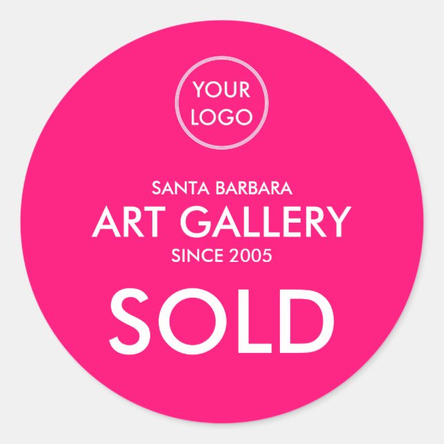 Einfache moderne Magenta-Logo-Auktion Verkauf Runder Aufkleber (Vorderseite)