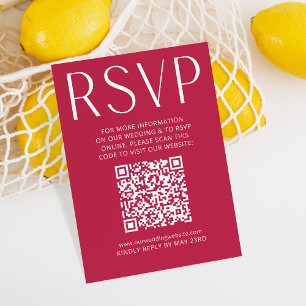 Einfache moderne Magenta Wedding RSVP Online QR Co Karte