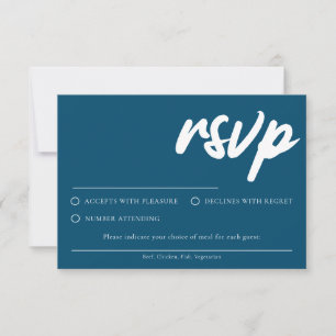 Einfache moderne marineblaue RSVP-Karte mit Essens Einladung