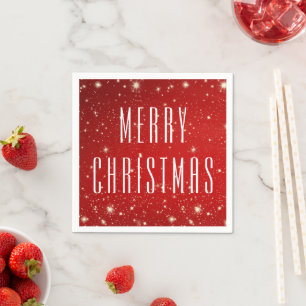 Einfache moderne MERRY CHRISTMAS Red White Serviette