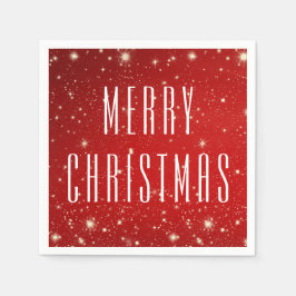 Einfache moderne MERRY CHRISTMAS Red White Serviette