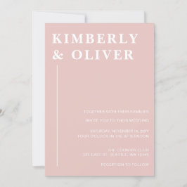Einfache moderne Minimal Blush-Hochzeit Einladung