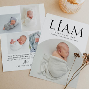 Einfache moderne Minimal-Bogen-Baby-Foto-Geburt Ankündigung