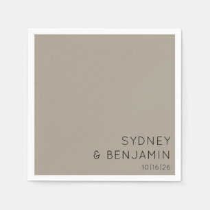 Einfache moderne Minimal Custom Wedding Taupe Serviette