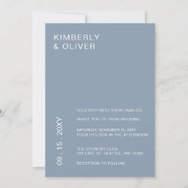 Einfache moderne Minimal Dusty Blue Wedding Einladung