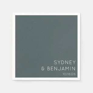 Einfache moderne Minimal-Hochzeit Aquamarin Serviette