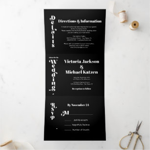 Einfache, moderne Minimal-Hochzeit-Dreifach-Einlad Dreifach Gefaltete Einladung