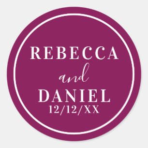 Einfache, moderne Minimal Monogram Wedding Runder Aufkleber