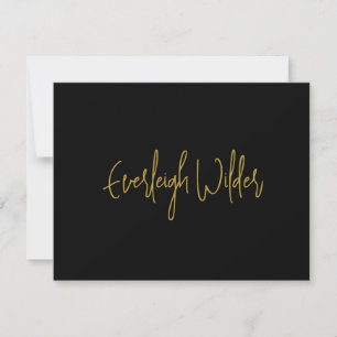 Einfache moderne Minimal Script Typografie Gold Bl Mitteilungskarte