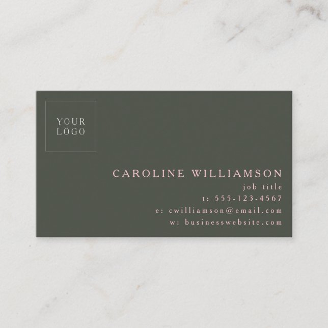 Einfache, moderne, minimale Berufliche Logos Rosa  Visitenkarte (Vorderseite)