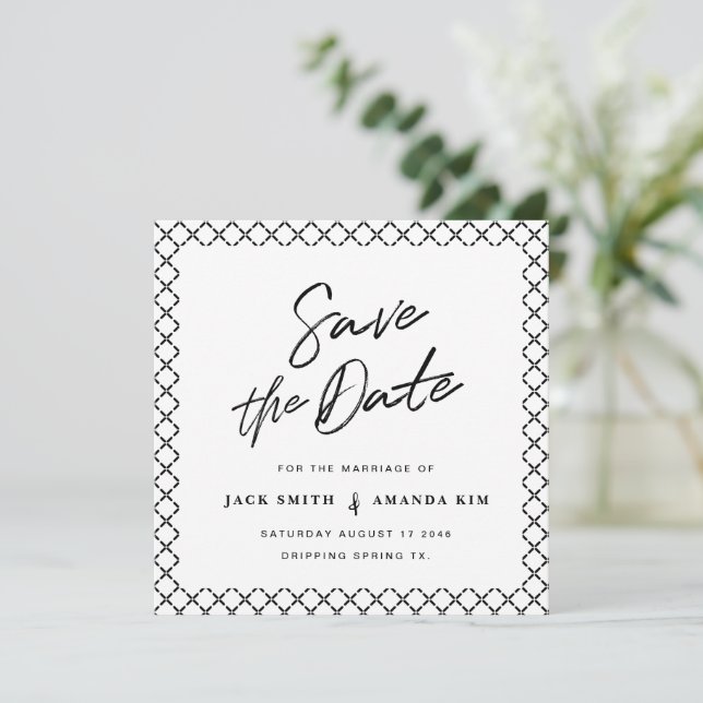 Einfache moderne minimale SkriptWedding speichert  Save The Date (Stehend Vorderseite)