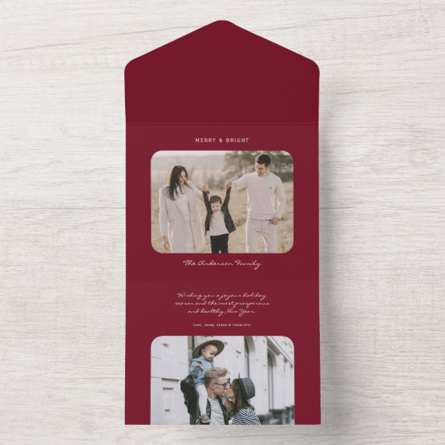 Einfache moderne minimale Urlaubskarte mit Fotos All In One Einladung (Innen Boden)