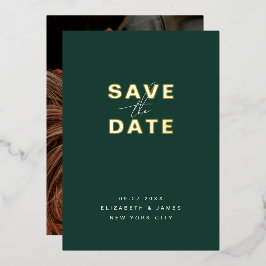 Einfache moderne Minimalgrün Save the Date Folieneinladung