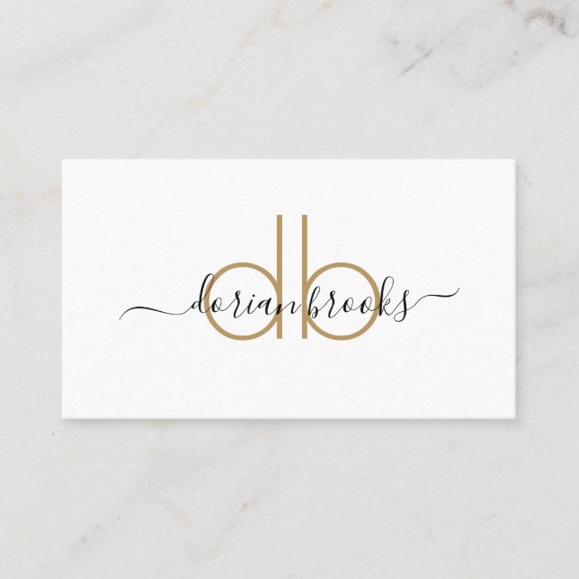 Einfache, moderne Minimalistisch-Gold-Monogramm Visitenkarte (Vorderseite)