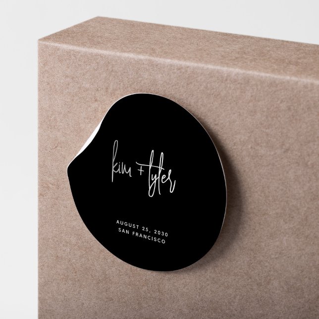 Einfache moderne, minimalistisch-schwarz-weiße Hoc Runder Aufkleber (Von Creator hochgeladen)