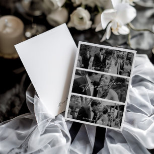 Einfache moderne Minimalistische 3-Foto Hochzeit D Dankeskarte