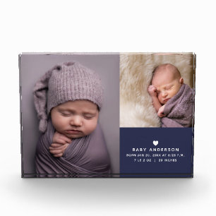 Einfache moderne Minimalistische Baby Boy Geburtsd Fotoblock