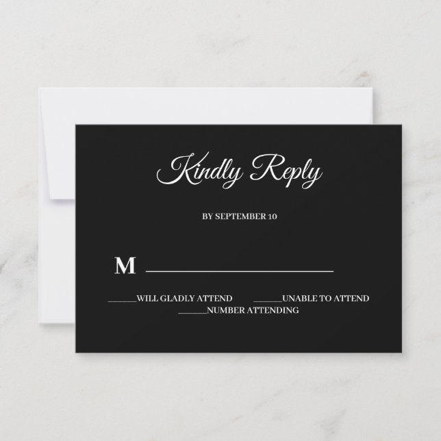 Einfache moderne Minimalistische Black Wedding RSV RSVP Karte (Vorderseite)