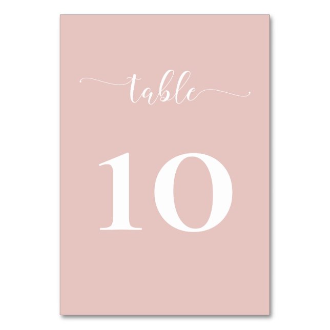 Einfache moderne Minimalistische Blush-Hochzeit Tischnummer (Vorderseite)