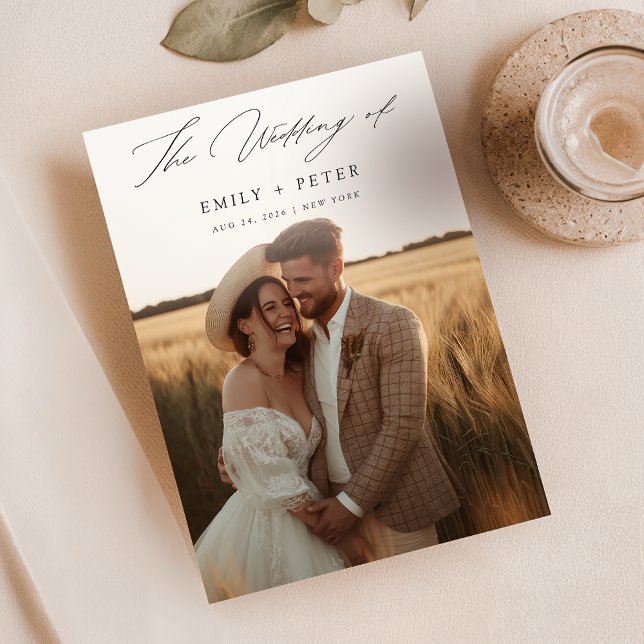 Einfache moderne Minimalistische Boho 2 Foto Hochz Einladung (Von Creator hochgeladen)