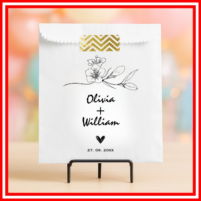 Einfache moderne Minimalistische Elegante Blume Ho Geschenktütchen (Von Creator hochgeladen)