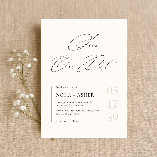 Einfache moderne minimalistische elegante Skript-H Save The Date (Von Creator hochgeladen)
