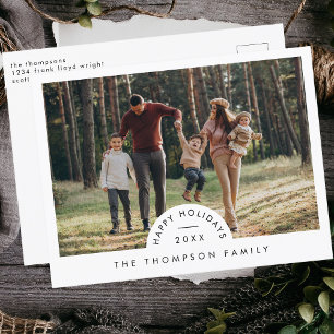 Einfache moderne minimalistische Familienfoto Weih Feiertagspostkarte