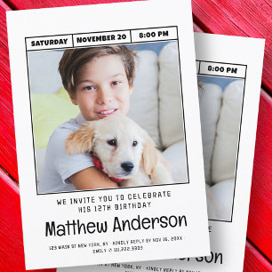 Einfache moderne Minimalistische Foto Geburtstagsp Einladung