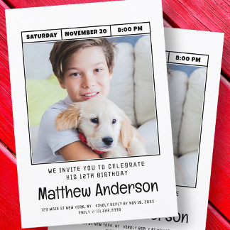 Einfache moderne Minimalistische Foto Geburtstagsp Einladung