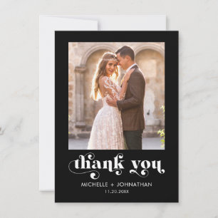 Einfache moderne minimalistische Foto-Hochzeit  Dankeskarte