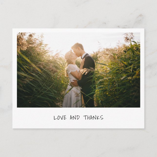 Einfache moderne Minimalistische Foto Hochzeit Vie Postkarte (Vorderseite)