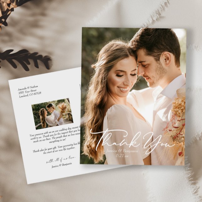 Einfache moderne Minimalistische Foto Hochzeit Vie Postkarte (Von Creator hochgeladen)