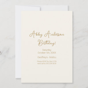Einfache, moderne Minimalistische Goldschrift   Gr Einladung
