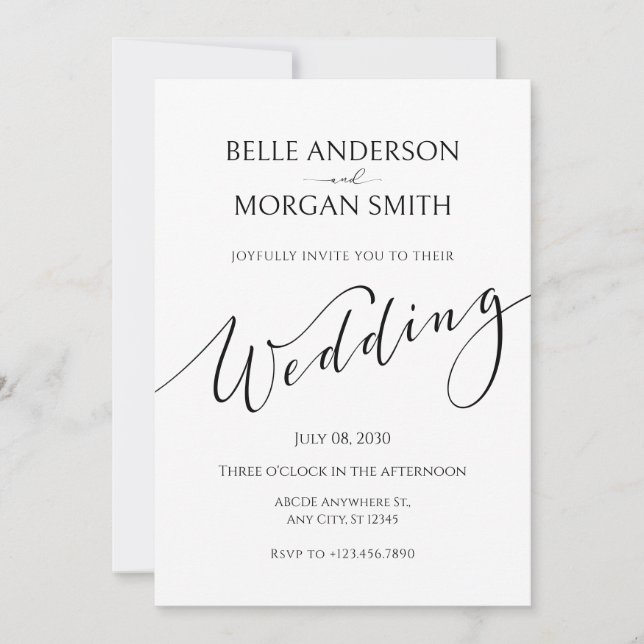 Einfache, moderne, minimalistische Hochzeit Einladung (Vorderseite)