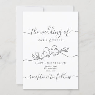 Einfache moderne minimalistische Hochzeit Einladung