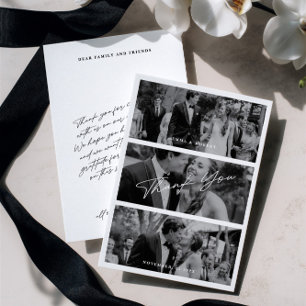 Einfache moderne Minimalistische Hochzeit mit 3 Fo Dankeskarte