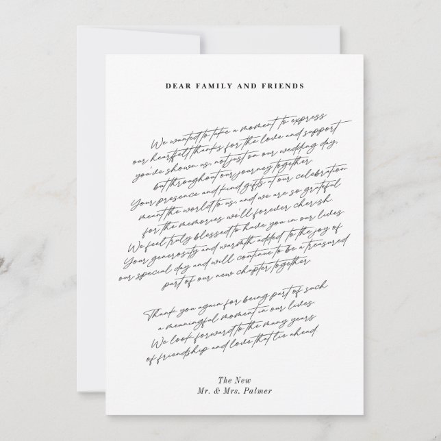 Einfache moderne Minimalistische Hochzeit mit 3 Fo Dankeskarte (Rückseite)